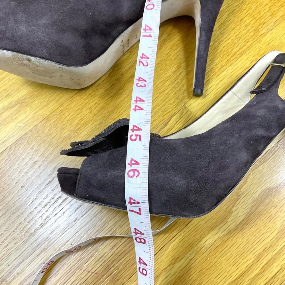 Kate Spade Pumps Suede Peep Toe Slingback Platform Brown (9.5)